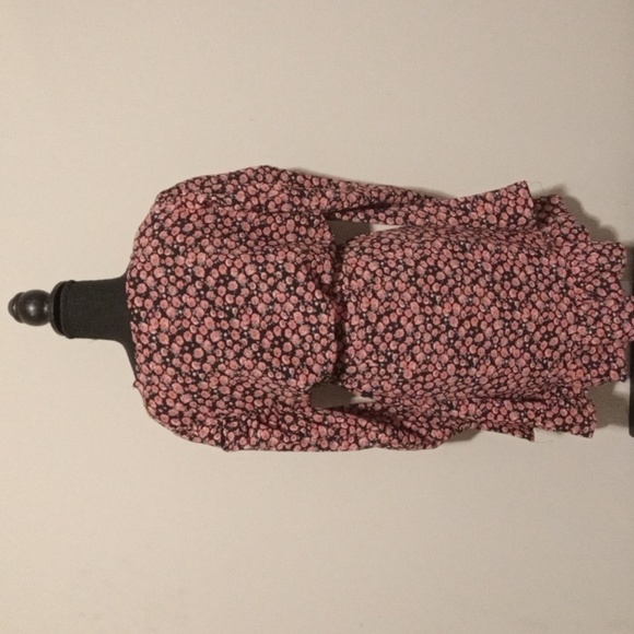 Missguided Long Puff Sleeve Rose Print Faux Wrap Dress Size 14 - Picture 5 of 5